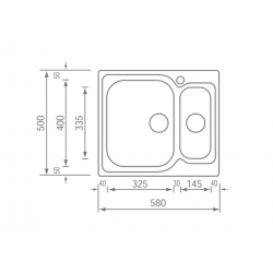 Ανοξείδωτος Νεροχύτης 58×50 με 1 Γούρνα και 1 Βοηθητική  Sanitec Matico 11642 2VD - 2VS  Inox Σατινέ